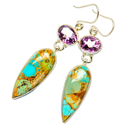 Kingman Mohave Turquoise Earrings handcrafted by Ana Silver Co - EARR430874 - Photo 2