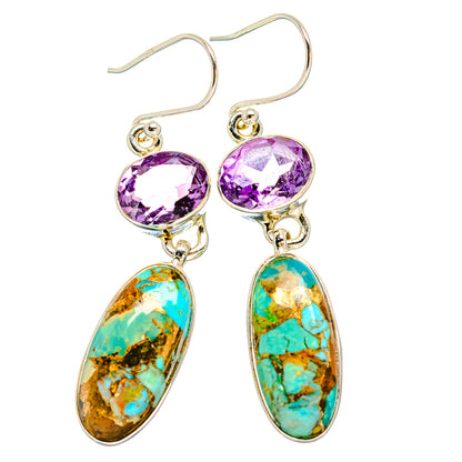 Kingman Mohave Turquoise Earrings handcrafted by Ana Silver Co - EARR430879 - Photo 2