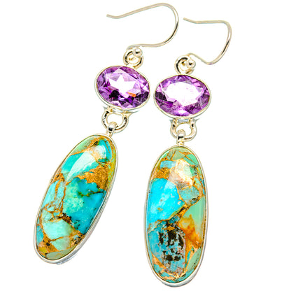 Kingman Mohave Turquoise Earrings handcrafted by Ana Silver Co - EARR430889 - Photo 2