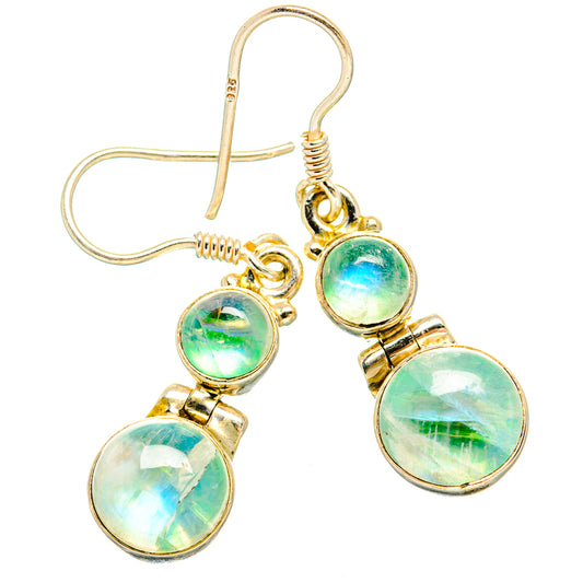 Green Moonstone Earrings handcrafted by Ana Silver Co - EARR430903 - Photo 2