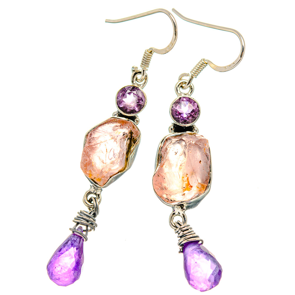 Rose Quartz Earrings handcrafted by Ana Silver Co - EARR430930 - Photo 2