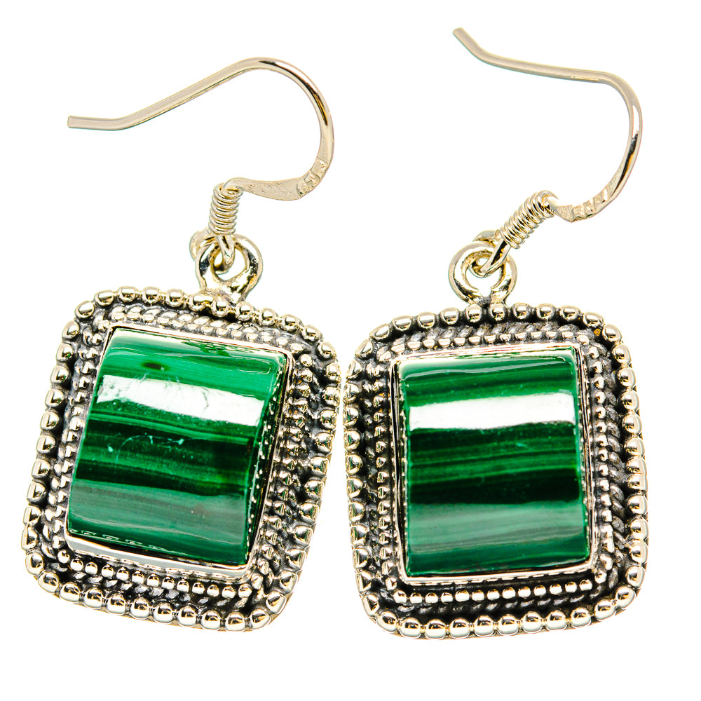 Malachite Earrings handcrafted by Ana Silver Co - EARR430980 - Photo 2