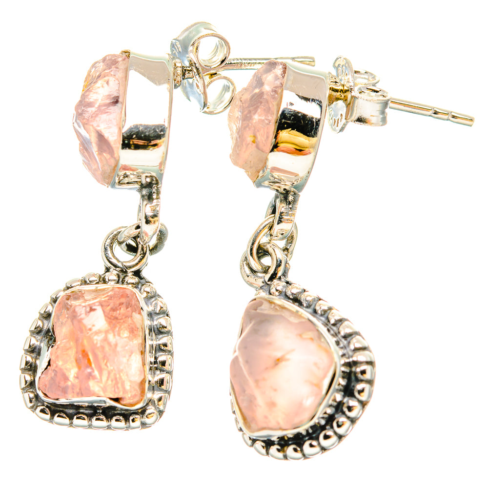 Rose Quartz Earrings handcrafted by Ana Silver Co - EARR430991 - Photo 2