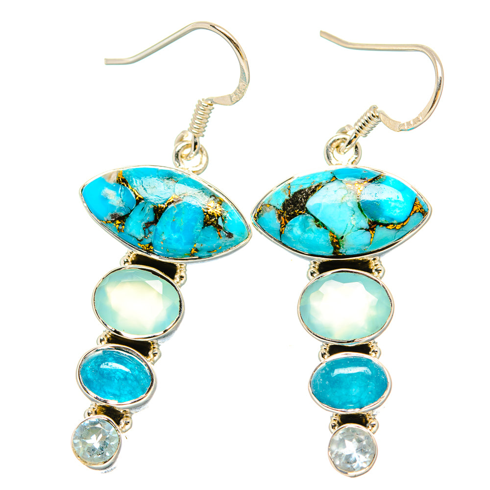 Blue Copper Composite Turquoise Earrings handcrafted by Ana Silver Co - EARR431011 - Photo 2