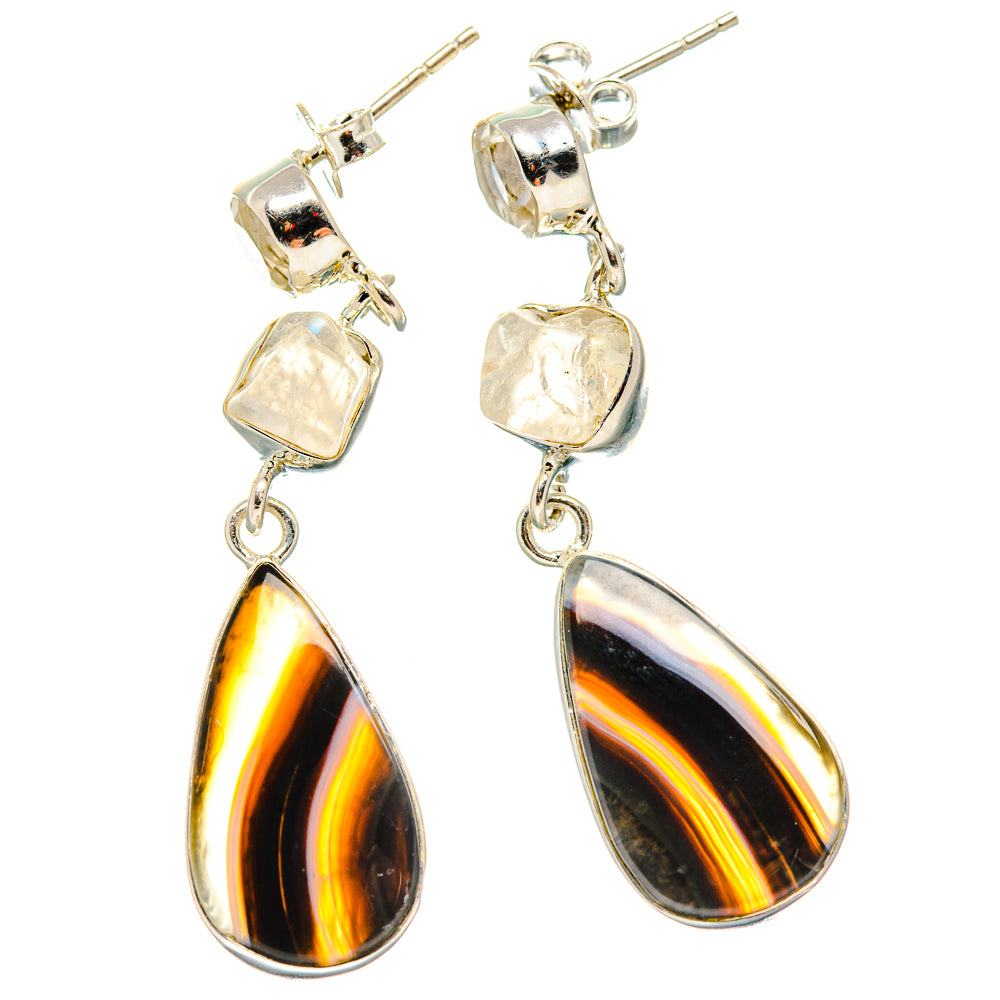 Black Botswana Agate Earrings handcrafted by Ana Silver Co - EARR431031 - Photo 2