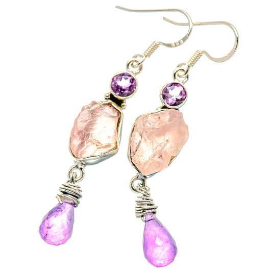 Rose Quartz Earrings handcrafted by Ana Silver Co - EARR431035 - Photo 2
