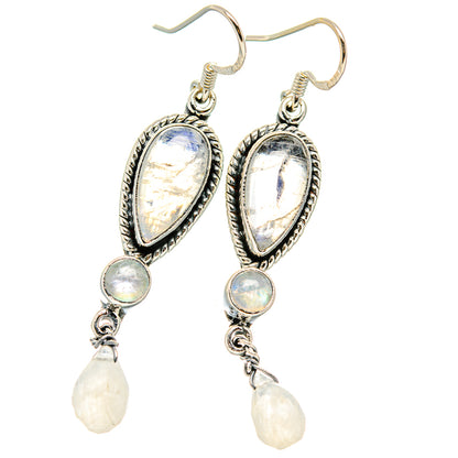 Rainbow Moonstone Earrings handcrafted by Ana Silver Co - EARR431043 - Photo 2
