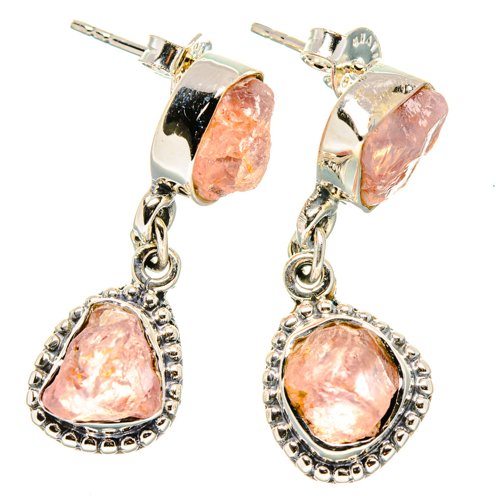 Rose Quartz Earrings handcrafted by Ana Silver Co - EARR431051 - Photo 2