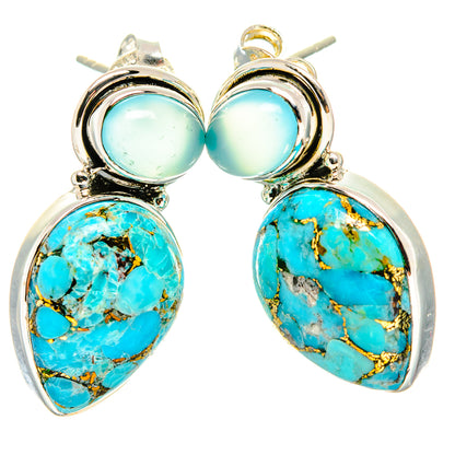 Blue Copper Composite Turquoise Earrings handcrafted by Ana Silver Co - EARR431052 - Photo 2