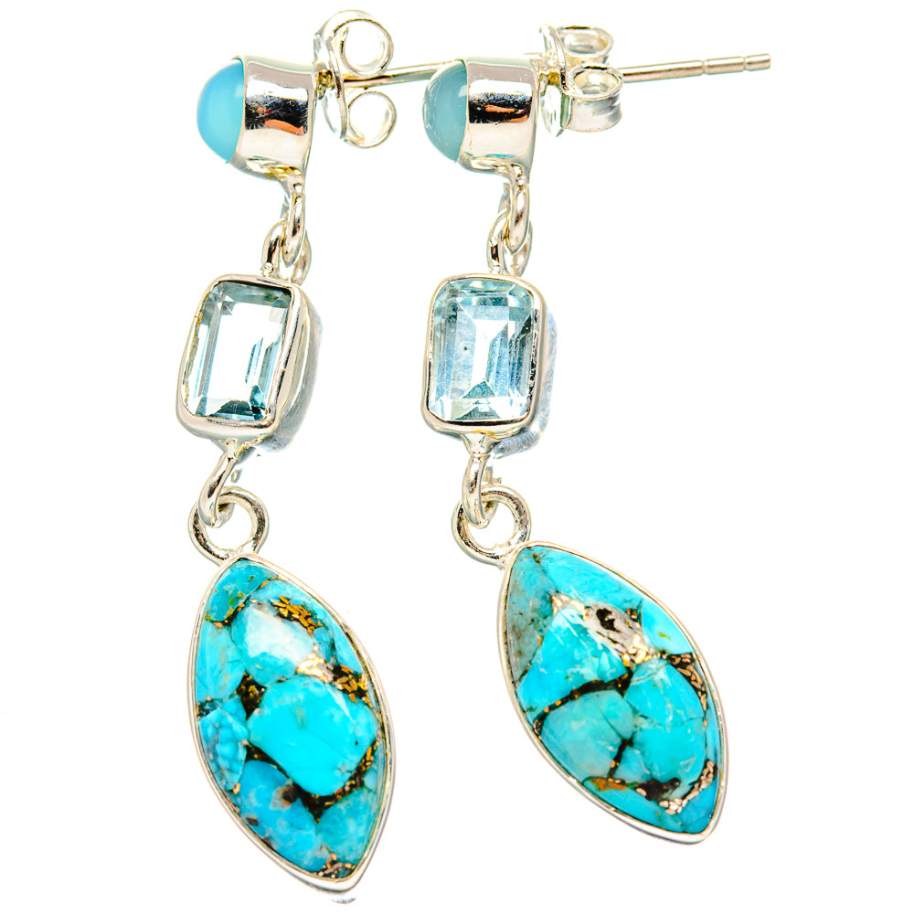 Blue Copper Composite Turquoise Earrings handcrafted by Ana Silver Co - EARR431058 - Photo 2