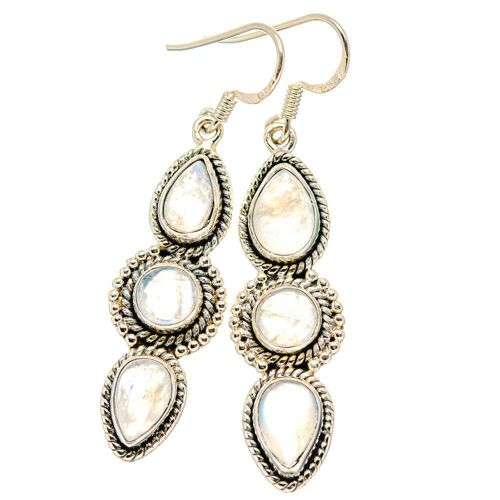 Rainbow Moonstone Earrings handcrafted by Ana Silver Co - EARR431068 - Photo 2