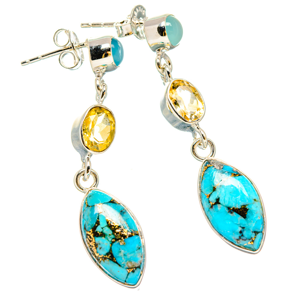 Blue Copper Composite Turquoise Earrings handcrafted by Ana Silver Co - EARR431087 - Photo 2