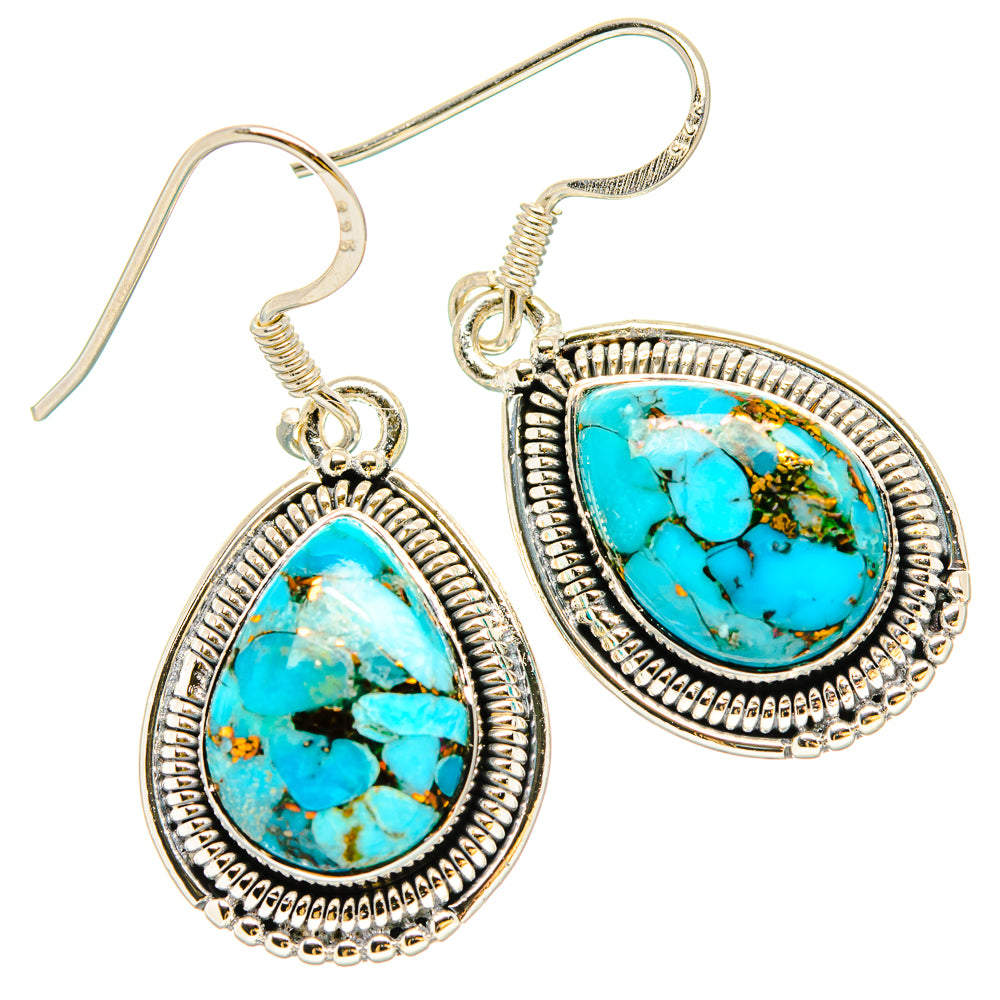 Blue Copper Composite Turquoise Earrings handcrafted by Ana Silver Co - EARR431117 - Photo 2