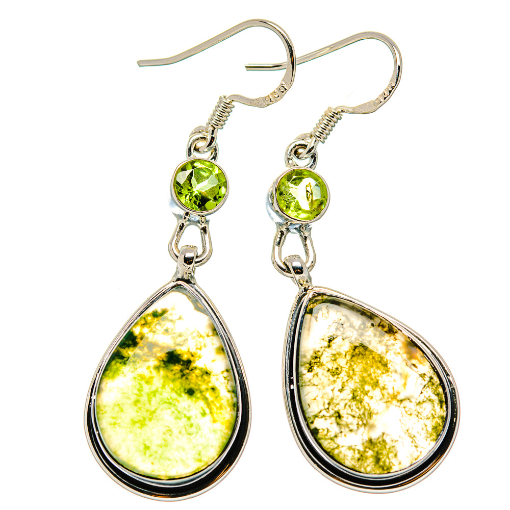 Green Moss Agate Earrings handcrafted by Ana Silver Co - EARR431140 - Photo 2