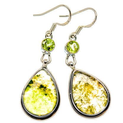 Green Moss Agate Earrings handcrafted by Ana Silver Co - EARR431140 - Photo 2