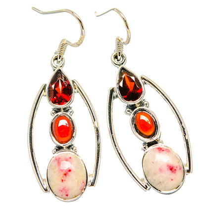 Thulite Earrings handcrafted by Ana Silver Co - EARR431142 - Photo 2