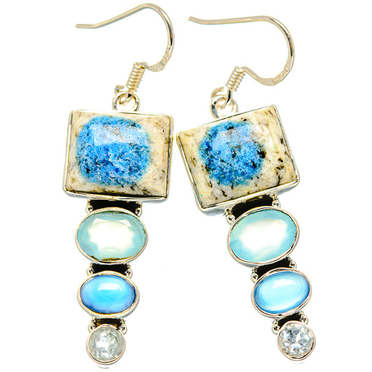 K2 Blue Azurite Earrings handcrafted by Ana Silver Co - EARR431146 - Photo 2