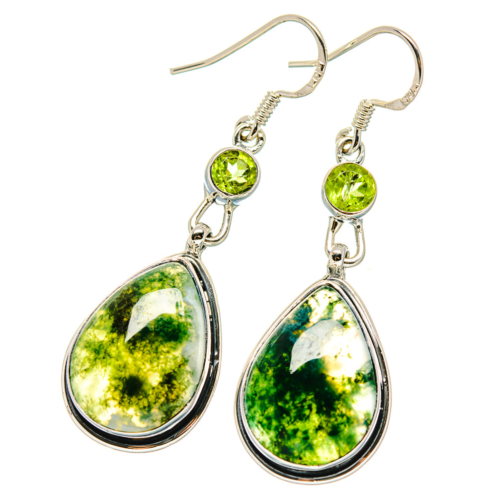 Green Moss Agate Earrings handcrafted by Ana Silver Co - EARR431165 - Photo 2