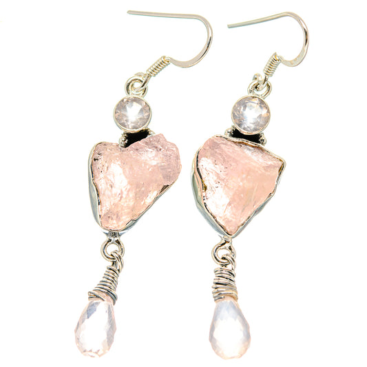 Rose Quartz Earrings handcrafted by Ana Silver Co - EARR431167 - Photo 2