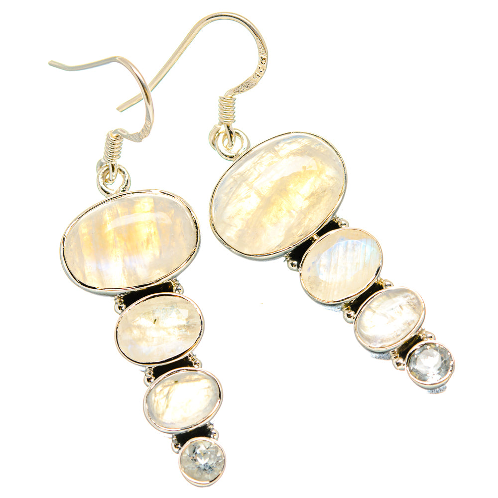 Rainbow Moonstone Earrings handcrafted by Ana Silver Co - EARR431185 - Photo 2