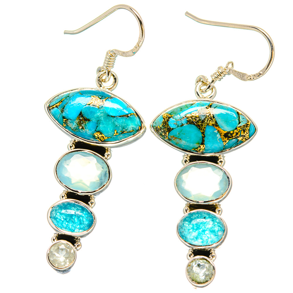 Blue Copper Composite Turquoise Earrings handcrafted by Ana Silver Co - EARR431187 - Photo 2