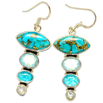 Blue Copper Composite Turquoise Earrings handcrafted by Ana Silver Co - EARR431187 - Photo 2