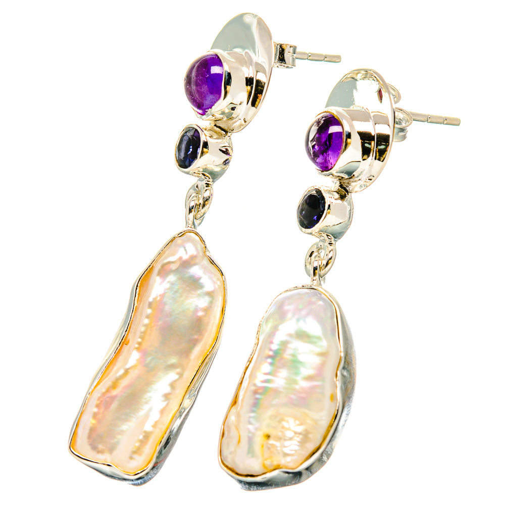 Mother Of Pearl Earrings handcrafted by Ana Silver Co - EARR431206 - Photo 2