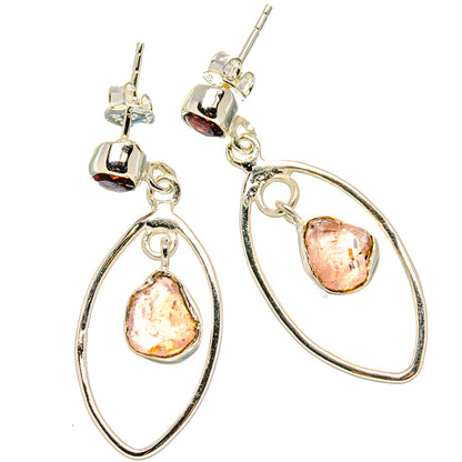 Rose Quartz Earrings handcrafted by Ana Silver Co - EARR431223 - Photo 2