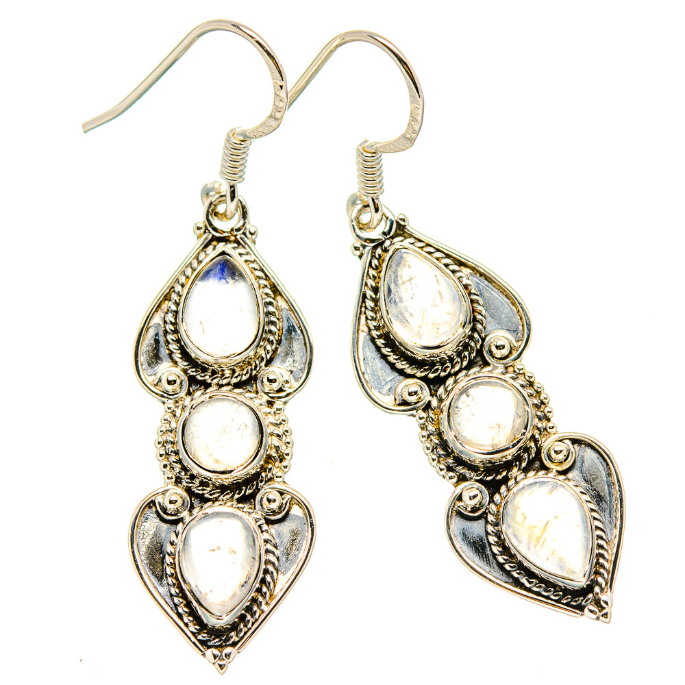 Rainbow Moonstone Earrings handcrafted by Ana Silver Co - EARR431225 - Photo 2