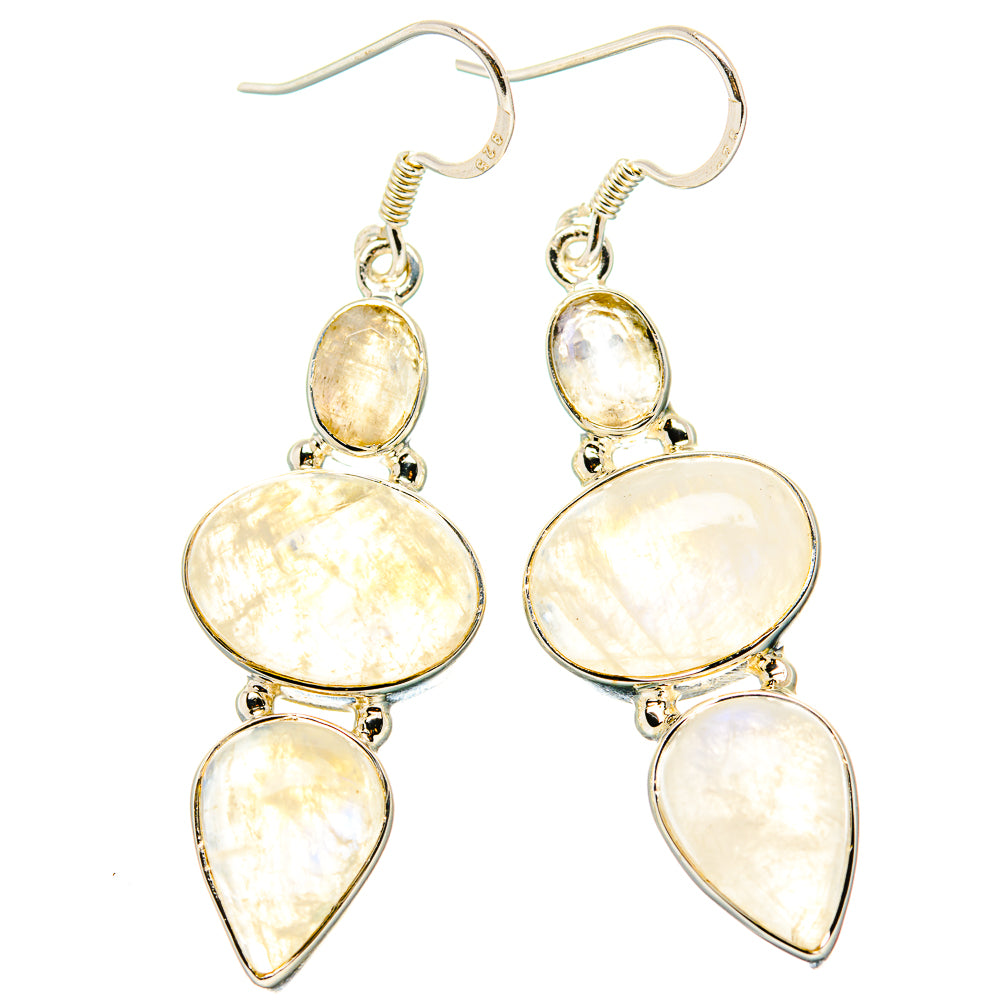 Rainbow Moonstone Earrings handcrafted by Ana Silver Co - EARR431236 - Photo 2