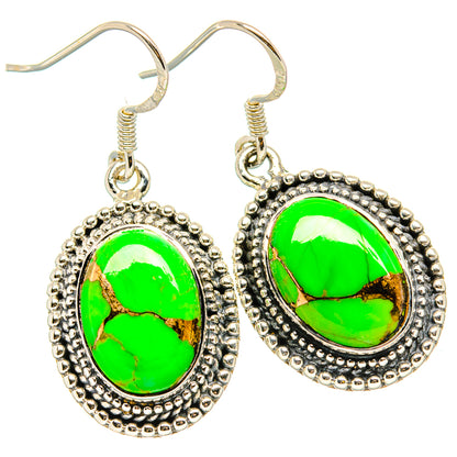 Green Copper Composite Turquoise Earrings handcrafted by Ana Silver Co - EARR431245 - Photo 2