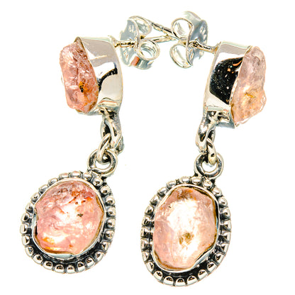 Rose Quartz Earrings handcrafted by Ana Silver Co - EARR431254 - Photo 2