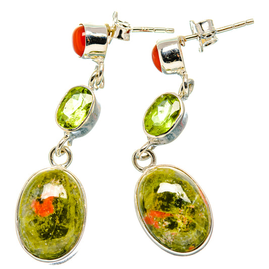 Unakite Earrings handcrafted by Ana Silver Co - EARR431257 - Photo 2