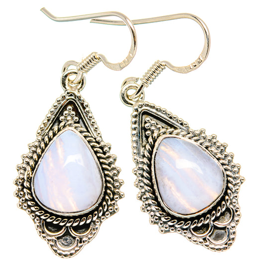 Blue Lace Agate Earrings handcrafted by Ana Silver Co - EARR431281 - Photo 2