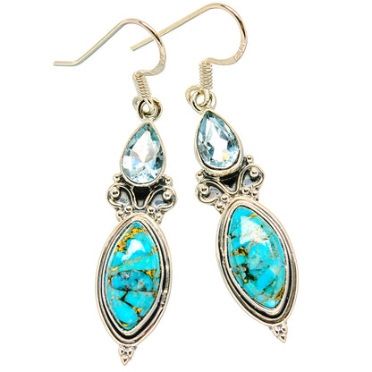 Blue Copper Composite Turquoise Earrings handcrafted by Ana Silver Co - EARR431306 - Photo 2