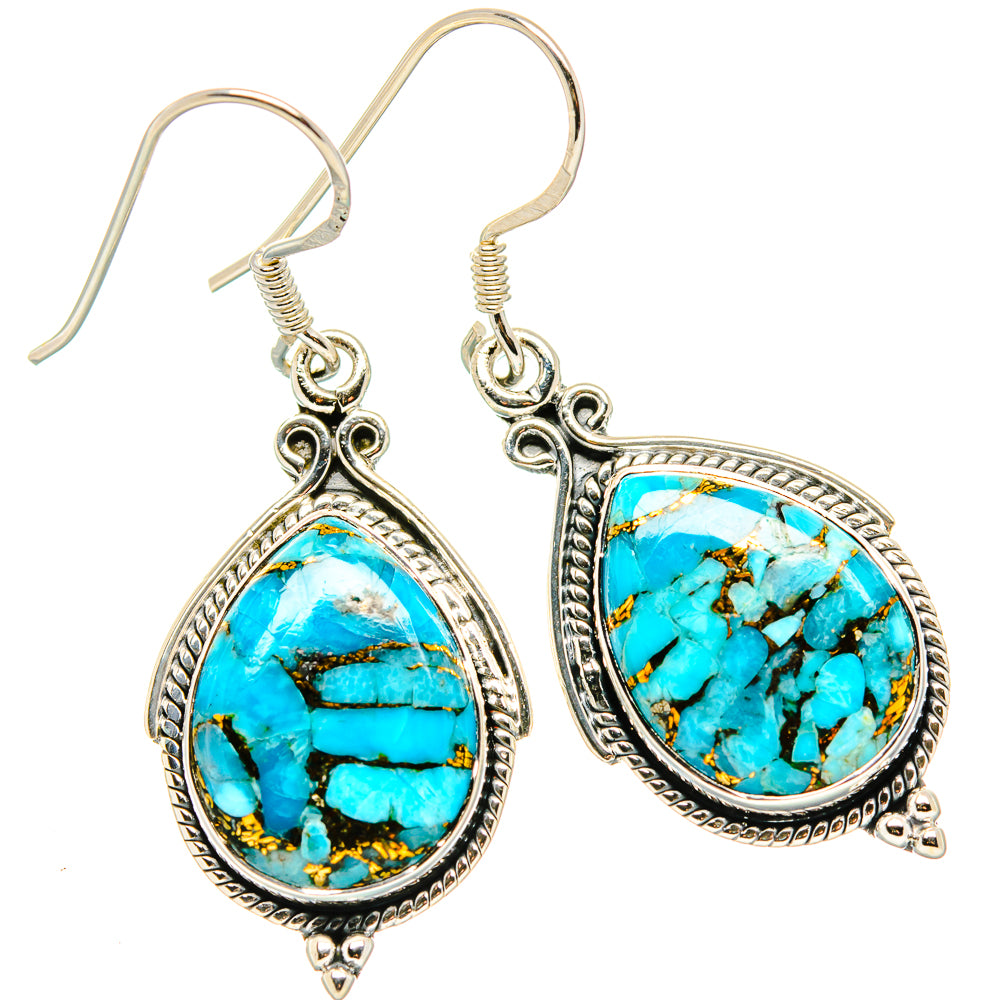 Blue Copper Composite Turquoise Earrings handcrafted by Ana Silver Co - EARR431309 - Photo 2