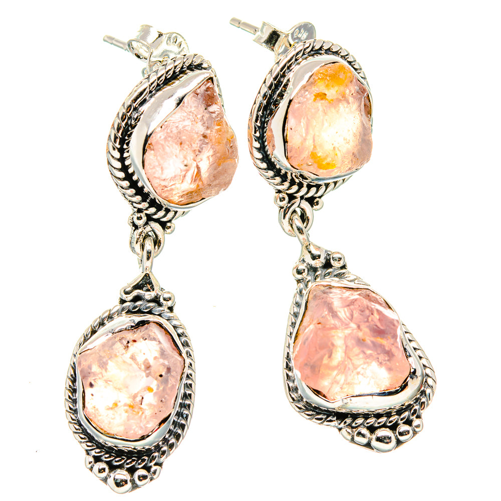 Rose Quartz Earrings handcrafted by Ana Silver Co - EARR431313 - Photo 2