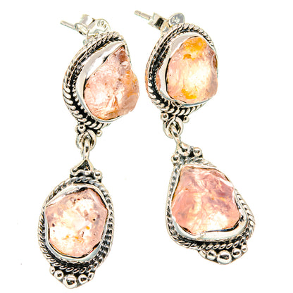Rose Quartz Earrings handcrafted by Ana Silver Co - EARR431313 - Photo 2