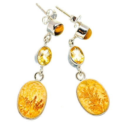 Germany Psilomelane Dendrite Earrings handcrafted by Ana Silver Co - EARR431325 - Photo 2