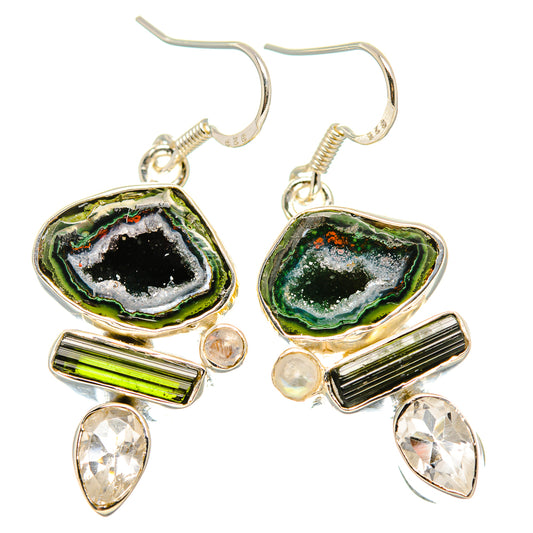 Green Geode Slice Earrings handcrafted by Ana Silver Co - EARR431330 - Photo 2