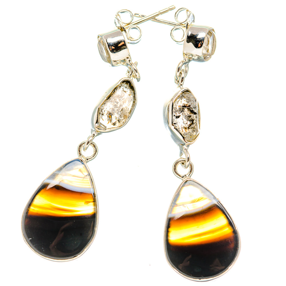 Black Botswana Agate Earrings handcrafted by Ana Silver Co - EARR431342 - Photo 2