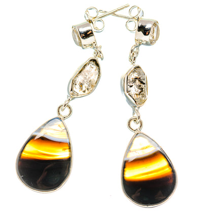 Black Botswana Agate Earrings handcrafted by Ana Silver Co - EARR431342 - Photo 2