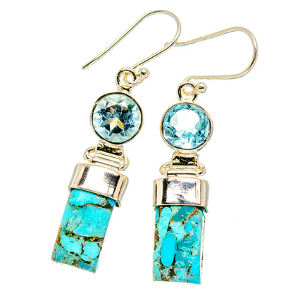 Blue Copper Composite Turquoise Earrings handcrafted by Ana Silver Co - EARR431349 - Photo 2