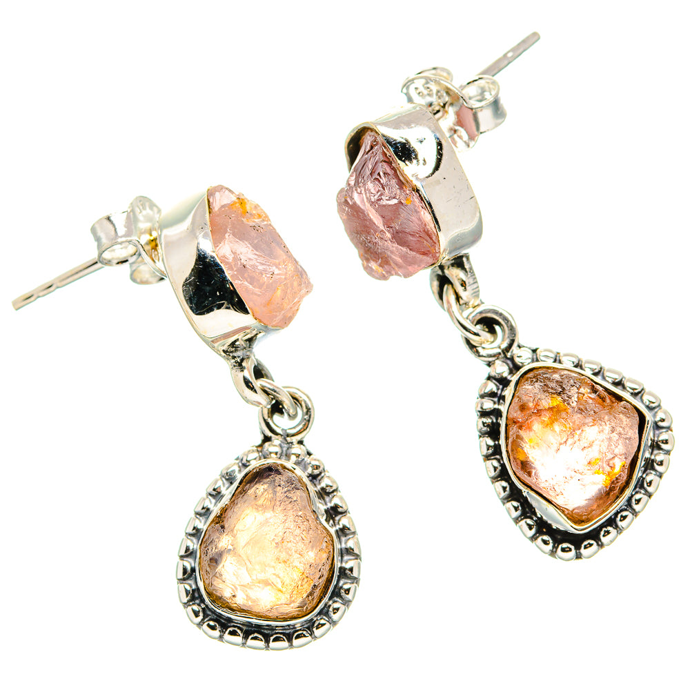 Rose Quartz Earrings handcrafted by Ana Silver Co - EARR431350 - Photo 2