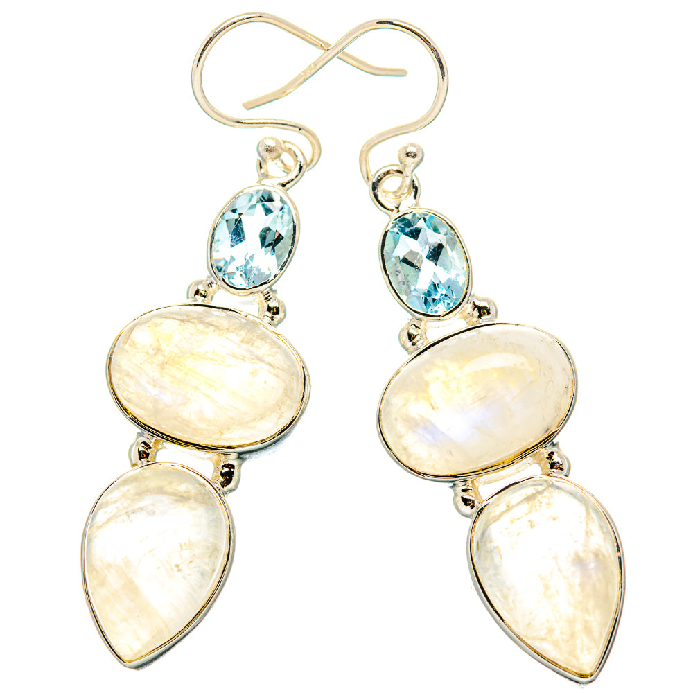 Rainbow Moonstone Earrings handcrafted by Ana Silver Co - EARR431351 - Photo 2