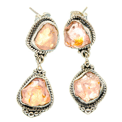 Rose Quartz Earrings handcrafted by Ana Silver Co - EARR431382 - Photo 2