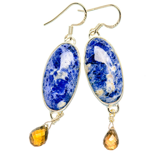 Sodalite Earrings handcrafted by Ana Silver Co - EARR431388 - Photo 2