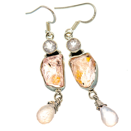 Rose Quartz Earrings handcrafted by Ana Silver Co - EARR431394 - Photo 2