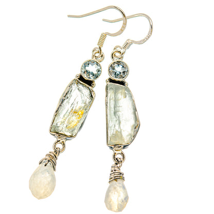 Aquamarine, Blue Topaz, Rainbow Moonstone Earrings handcrafted by Ana Silver Co - EARR431425 - Photo 2