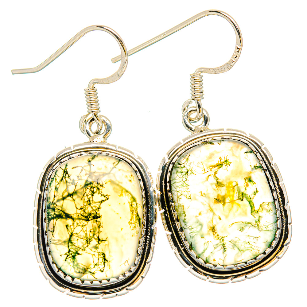Green Moss Agate Earrings handcrafted by Ana Silver Co - EARR431428 - Photo 2
